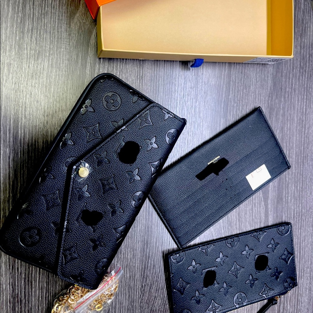 COPY - New! Monogram black purse clutch w/inserts LV